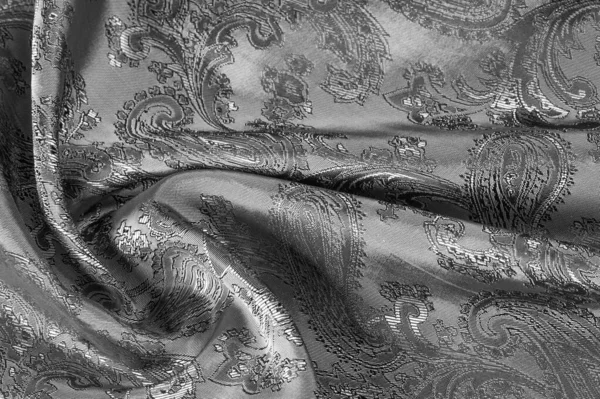 Texture, fond, tissu gris acier noir avec une patte paisley — Photo