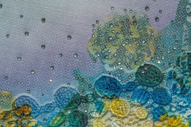 arka plan dokusu; Desen. Yapıştırılmış dantel çizgili kumaş. Mult