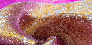 Doku arka planı, desen. pembe brokar kumaş. Organza brocad
