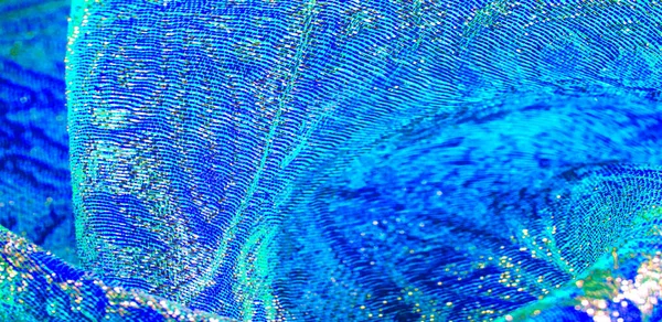 Textuur achtergrond, patroon. blauwe brokaat stof. Organza brocad — Stockfoto