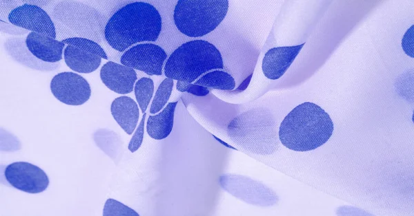 Textura de fondo, tela de seda estampada con lunares azules. Crear —  Fotos de Stock