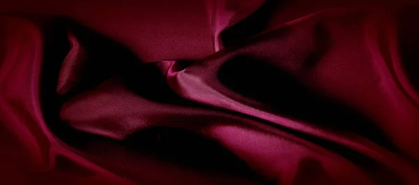 质地，红色丝绸织物全景照片。丝绸公爵心情绸 - — 图库照片