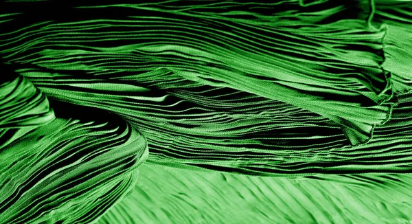 Texture, background, pattern, Fabric silk pleated green. This be — Stock Photo, Image