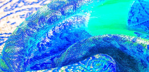Textúra háttér, mintázat. kék brokát szövet. A brocad organza — Stock Fotó