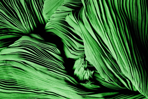 Textura, fundo, padrão, seda tecido plissado verde. Isto é... — Fotografia de Stock