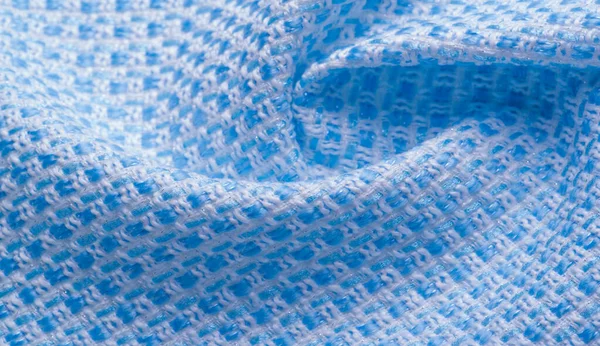 Textur, Stoff, Muster. großes Gewebe aus blauen und weißen Fäden, — Stockfoto