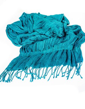 desen, şekil, arka plan. Kadın eşarbı turkuaz, hasat edilmiş.