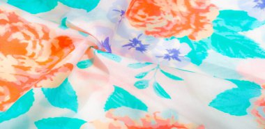 doku deseni pamuklu kumaş. Beyaz bir backgrou üzerinde çiçekler güller