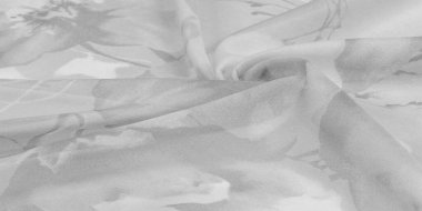 Doku, arka plan, büyük desenli ince yarı saydam ipek.