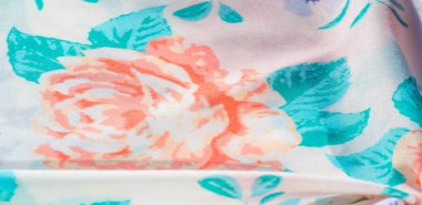 doku deseni pamuklu kumaş. Beyaz bir backgrou üzerinde çiçekler güller