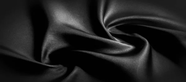 texture, background, pattern. Black silk fabric. It is black and