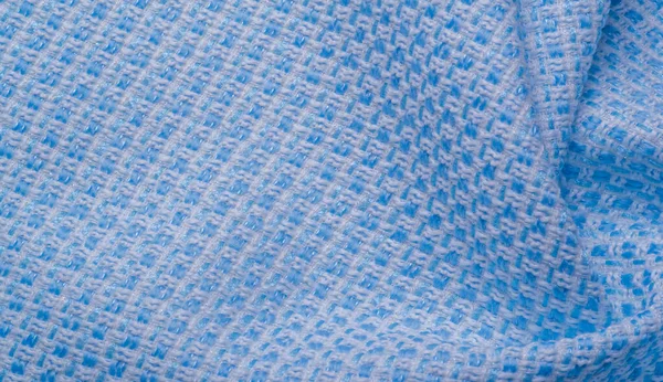 Textúra, szövet, mintázat. Nagy szövésű kék és fehér szálak, — Stock Fotó