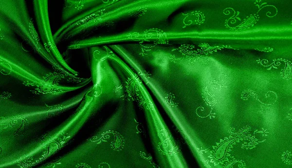 Doku, arka plan, desen Yeşil ipek şifon kumaş bir pa ile — Stok fotoğraf