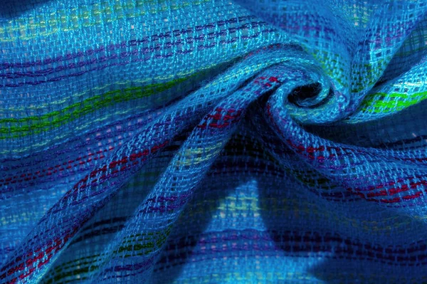 Textura, pozadí, vzorek, pohlednice, tkanina modrá tyrkysová St — Stock fotografie