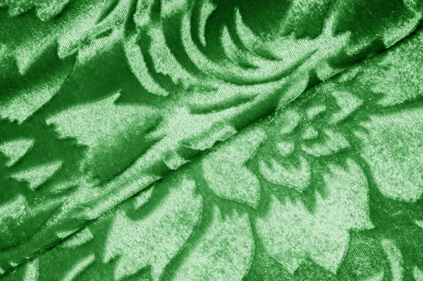 Terciopelo tela verde Patrón de terciopelo tallado debajo de una incircunciso —  Fotos de Stock