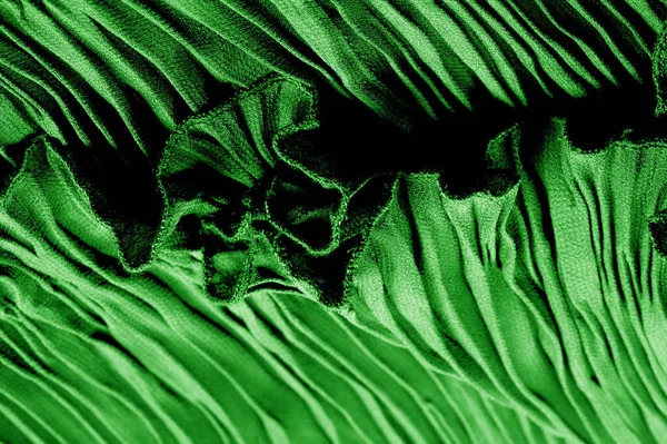 Texture, background, pattern, Fabric silk pleated green. This be — Stock Photo, Image