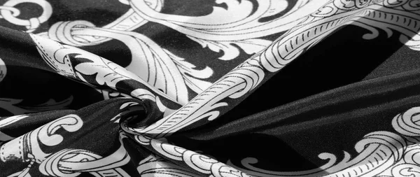 Textúra, háttér, fekete selyemszövet egy Monogram minta E — Stock Fotó