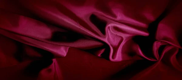 Texture, red silk fabric panoramic photo. Silk Duke mood satin - — Stock Photo, Image