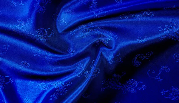 Textura, fondo, patrón Tejido de gasa de seda azul con un pai — Foto de Stock