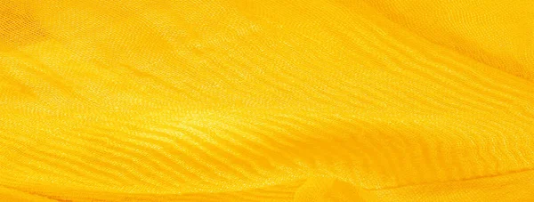 Tekstura, tło, wzór, żółta falistość jedwabiu zgnieciony FA — Zdjęcie stockowe