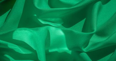Doku, yeşil renk ipek kumaş, düz açık yeşil ipek sati