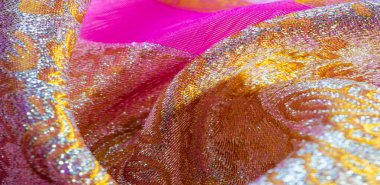 Doku arka planı, desen. pembe brokar kumaş. Organza brocad