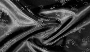 Doku, Paisley baskılı siyah ipek şifon kumaş. Muhteşem 