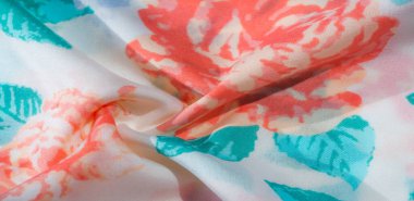 doku deseni pamuklu kumaş. Beyaz bir backgrou üzerinde çiçekler güller