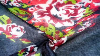 Doku arka plan, gül boyalı col ile koyu mavi ipek kumaş