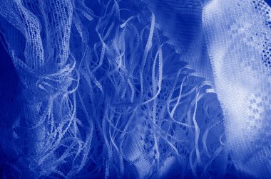 Doku, arka plan mavi tül. Hacim, yetenek veya ayrıntılı d ekleme