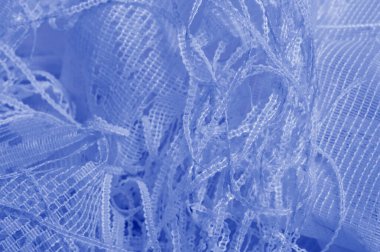 Doku, arka plan mavi tül. Hacim, yetenek veya ayrıntılı d ekleme