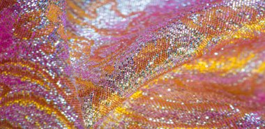 Doku arka planı, desen. pembe brokar kumaş. Organza brocad