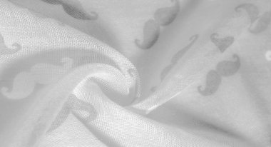 Doku arka plan, boyalı karikatür musta ile beyaz ipek kumaş