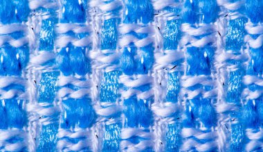 Doku, kumaş, desen. Mavi ve beyaz ipliklerden oluşan büyük bir difon,