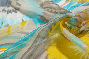 doku arka plan deseni. Renkli dantel ile ipek kumaş. Yello