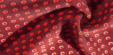 Doku arka plan, desen, kırmızı polka noktaları ile kırmızı ipek kumaş
