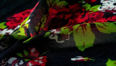 Doku arka plan, gül boyalı col ile koyu mavi ipek kumaş