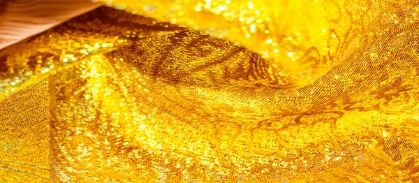 Doku arka planı, desen. kumaş; sarı altın brokar. Organz — Stok fotoğraf