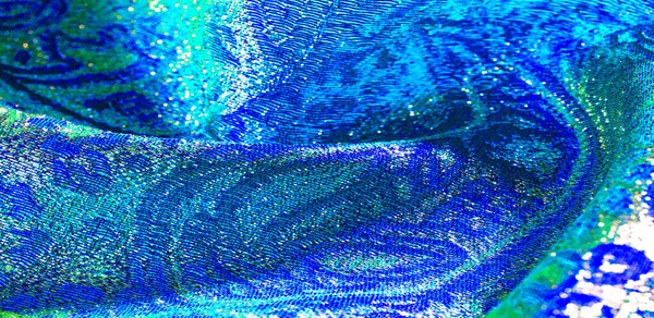 Текстура тла, візерунок. синьо-коричнева тканина. Органза Брокад — стокове фото