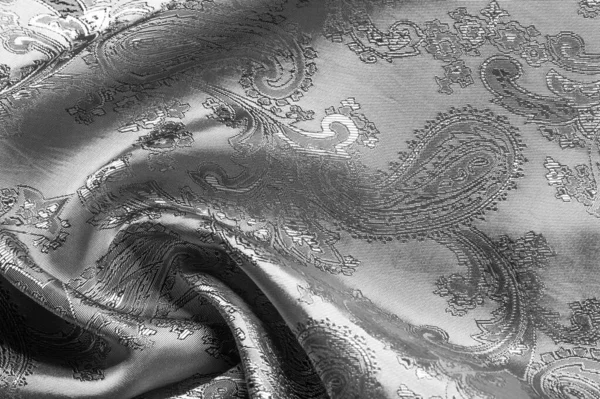 Textura, fondo, tela gris acero negro con un paisley patt — Foto de Stock