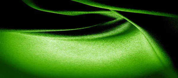 Textura, fondo, patrón. tela de seda verde foto panorámica . — Foto de Stock