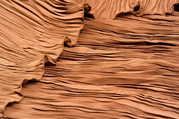 Textura, fundo, padrão, tecido castanho gofre. Cor de damasco . — Fotografia de Stock