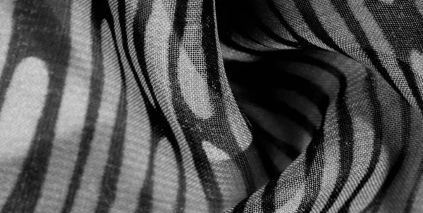 Texture, background, pattern, wallpaper. Black white silk fabric — Stock Photo, Image