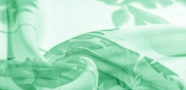 Textura de fundo, padrão, papel de parede. tecido de seda branco, verde — Fotografia de Stock