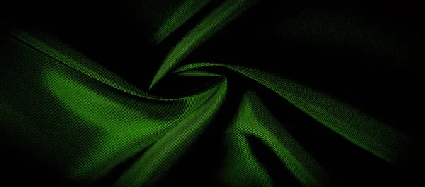 Tekstura, tło, wzór. zielony jedwab tkaniny panoramiczne zdjęcie. — Zdjęcie stockowe