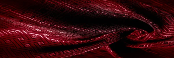 背景纹理 红色丝织物 有一个小的格子图案 经典的外观 添加到您的设计师集合中 如果你想找一条红色的跑道 你可以学怎么走 — 图库照片