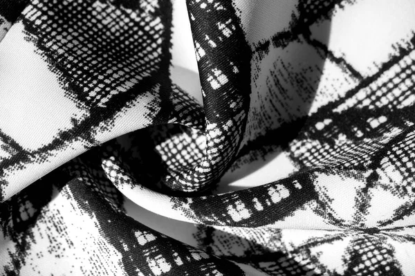 Textuur, achtergrond, patroon. witte stof met zwarte abstracte f — Stockfoto