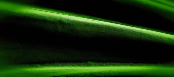 텍스처, 배경, 패턴. 녹색 실크 직물 파노라마 사진. — 스톡 사진