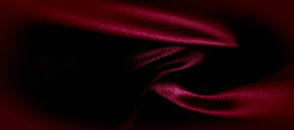 Текстура, красная шелковая ткань, панорамное фото. Атлас Шелкового герцога  - — стоковое фото