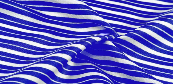 Silk striped fabric. blue white stripes. This beautiful, super s — Stock Photo, Image